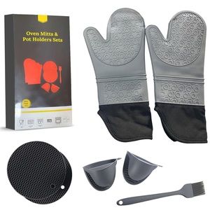 Silicone cotton oven mitts and potholders sets